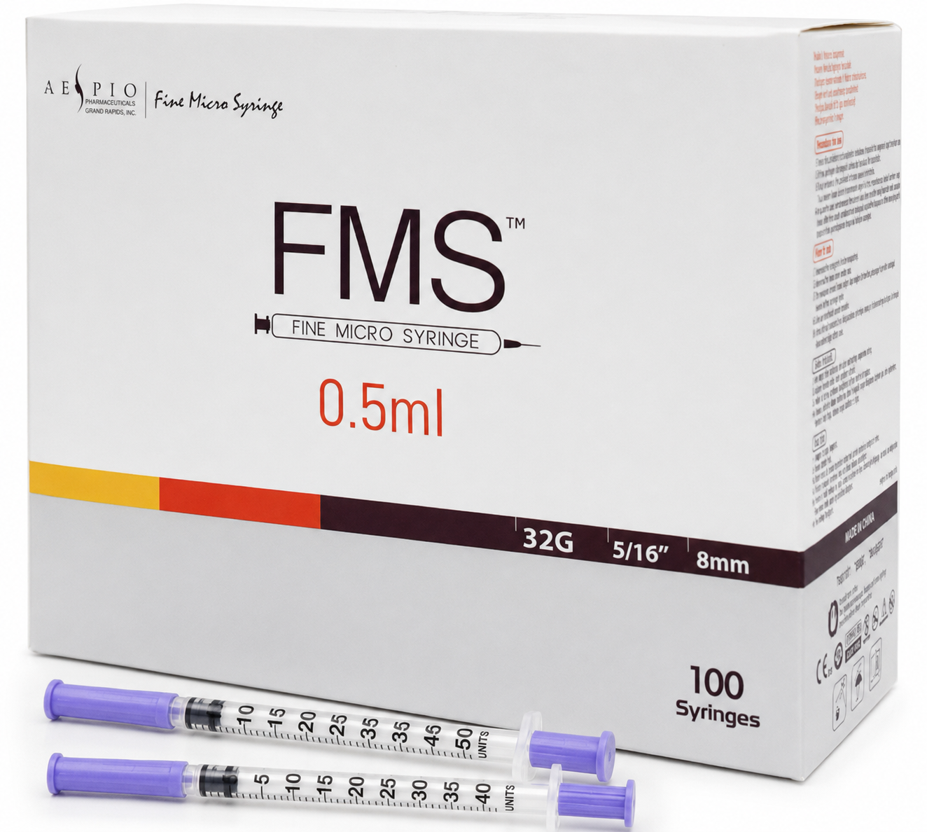 FMS Fine Micro Syringe 0.5mL 32G | 8mm (5/16") - Image 2